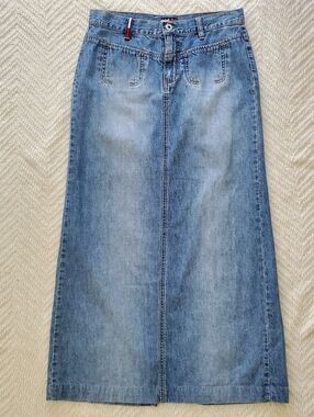 Vintage Y2K Tommy Jeans Denim Maxi Skirt Light Wash